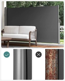 Oldalsó napellenző, napellenző erkélyre, teraszra, 160x400 cm, szürke