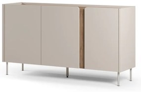 Krémszínű-natúr színű komód tölgyfa dekorral 150x82,5x40,5 cm Lucile – Marckeric