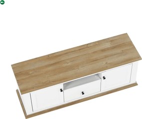 TV asztal MZ15, fehér/grand tölgy, LEON