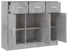 betonszürke szerelt fa tálalószekrény 91x28x75 cm