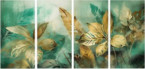Vászonkép a nappaliba Arany levelek Fali dekoráció Vászonképek 60x120