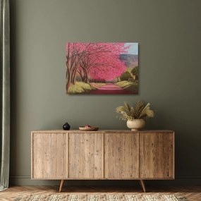 Virágzó fák képe (üvegen) (70x50 cm)