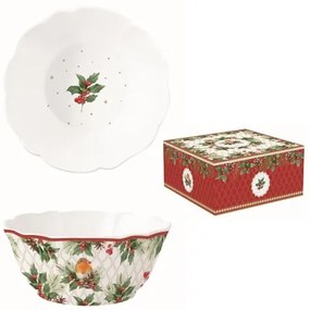 R2S.1499CHBE Porcelántál 23x9,5cm, dobozban, Christmas Berries