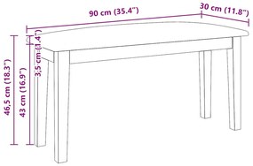 barna tömörfa gumiból pad 90 cm