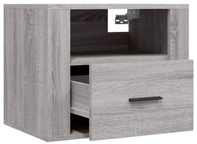 2 db szürke sonoma falra szerelhető éjjeliszekrény 50x36x40 cm