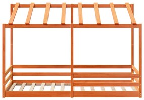 viaszbarna tömör fenyőfa gyerekágy tetővel 80 x 200 cm