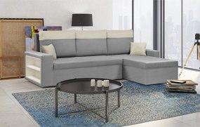 PAVEL Kinyitható sarokkanapé Világosszürke/krém