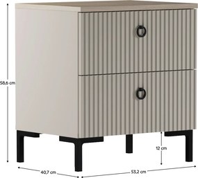 Éjjeliszekrény, szürkésbarna Taupe/silverjack tölgy, DOMCA 2S