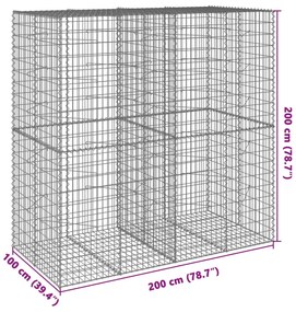 horganyzott vas gabion kosár fedéllel 200 x 100 x 200 cm
