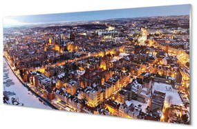 Akrilkép Gdańsk Téli panoráma folyó 100x50 cm 4 fogas