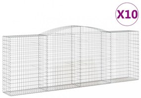 vidaXL 10 db íves horganyzott vas gabion kosár 400x50x140/160 cm