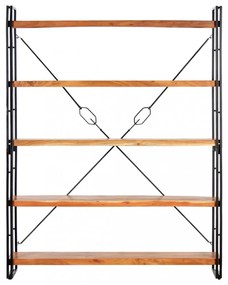 5 szintes tömör akácfa könyvespolc 140 x 30 x 180 cm
