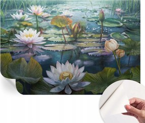 Öntapadós Dekoratív Fotótapéta Hálószobába Tó Virágok 104x70 cm