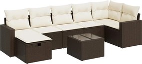 vidaXL 8 részes barna polyrattan kerti ülőgarnitúra párnákkal