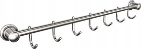 Fürdőszobai akasztó 7 kampós, polírozott rozsdamentes acél csapokhoz