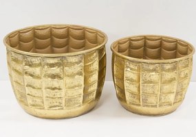 2 db-os fém kaspó készlet, arany fém 23,5x33,5x33,5cm