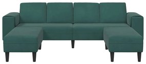 Kanapé Szett 3 pcs Sötétzöld Bársony