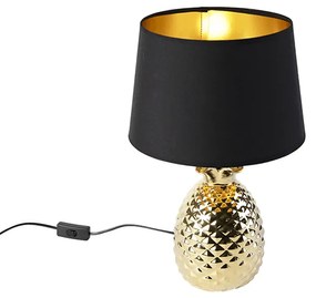 Art Deco asztali lámpa, fekete-arany árnyalattal - Pina