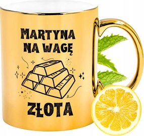 Prémium Arany Csillogó Bögre Martina Ajándék Nyomtatott Fotóval