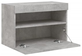betonszürke falra szerelhető TV-szekrény LED-del 60x30x40 cm