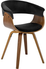 Ohio 2 szék fekete színben, bársony kárpittal, hajlított rétegelt lemez vázzal