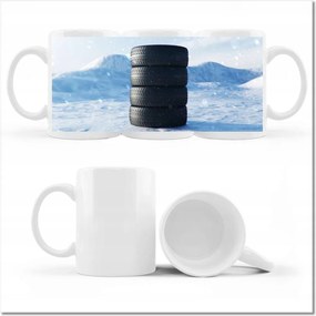 Nyomott mintás bögre 4 Nyári gumiabroncsok a hóban