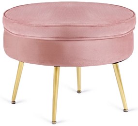 Elegáns Fotel Lábtartóval Rózsaszín Bársony Kárpittal. GRAND
