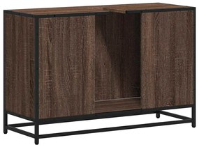 barna tölgy szerelt fa fürdőszobai mosdószekrény 90x33x60 cm