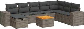 vidaXL 9 részes szürke polyrattan kerti ülőgarnitúra párnákkal