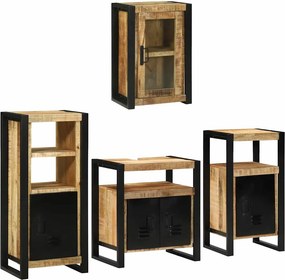 vidaXL Fürdőszoba bútor szett polcokkal 4 pcs Barna Tömör Mangófát