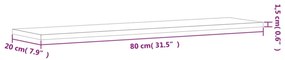 4 db szürke sonoma színű szerelt fa fali polc 80 x 20 x 1,5 cm