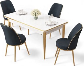 Rewa étkezőgarnitúra, fehér-arany, 110 cm – TR240CHR3039