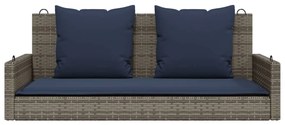 szürke polyrattan hintapad párnákkal 119 x 56 x 48 cm