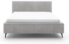 Világosszürke kárpitozott franciaágy tárolóhellyel ágyráccsal 180x200 cm Lizzano – Meise Möbel
