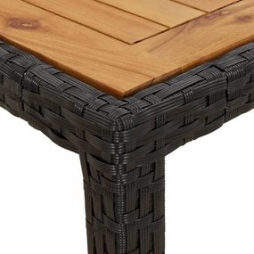 vidaXL7részes fekete polyrattan/akácfa kerti étkezőgarnitúra párnákkal