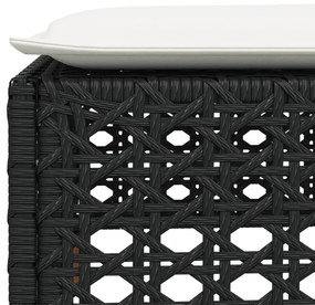 fekete polyrattan kerti szék párnával 63,5 x 56 x 32 cm