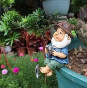 Új mini gnóm kerti gyanta szobor kültéri gnóm dísz Vicces törp halász szobor