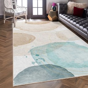 Krémszínű-türkiz mosható szőnyeg 120x180 cm Puddle – Mila Home