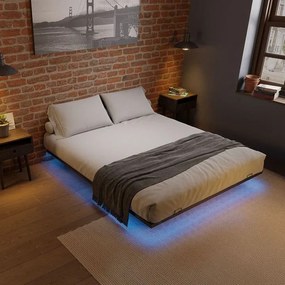 Ágy LED világítással 180x200 cm fekete fém keret