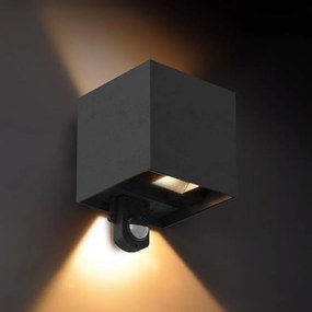 BRILAGI - CUBE LED kültéri fali lámpatest érzékelővel LED/6W/230V fekete IP65
