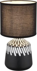 Globo 21733S Asztali lámpa, kerámia fekete, textil fekete, kábel PVC fekete, billenőkapcsoló a kábelen, ø: 175mm, M: 315mm, kábel hossza 1300mm, 1x E14 40W 230V izzó nélkül