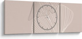 Kép - Bézs színű levelek N⁰2 (órával) (90x30 cm)