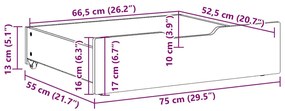 2 db tömör fenyőfa ágy alatti fiók kerekekkel 75 x 55 x 16 cm
