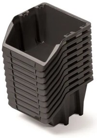 A készlet 10 db tárolódobozt tartalmaz, egyenként 18,7 x 15,8 x 11,4 cm, fekete
