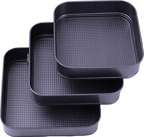 3 db-os Négyzet Alakú Tortaforma Készlet Tapadásmentes Kivehető Alj