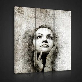 Vászonkép 90x100 Melankólia áhítat törékenység érzelmek női arc szürke