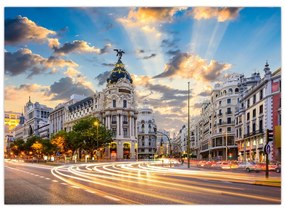 Kép - Calle Gran Vía, Madrid, Spanyolország (70x50 cm)