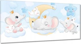 Vászonkép 115x55 Elefánt és nyúl család