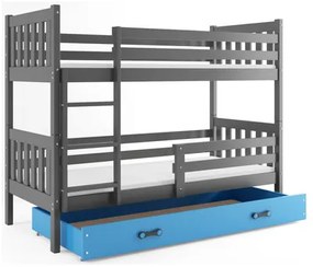 Gyermek emeletes ágy CARINO tárolóhellyel 80x160 cm - grafit Kék