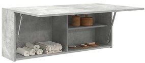 betonszürke szerelt fa fali fürdőszobaszekrény 100 x 25 x 40 cm
